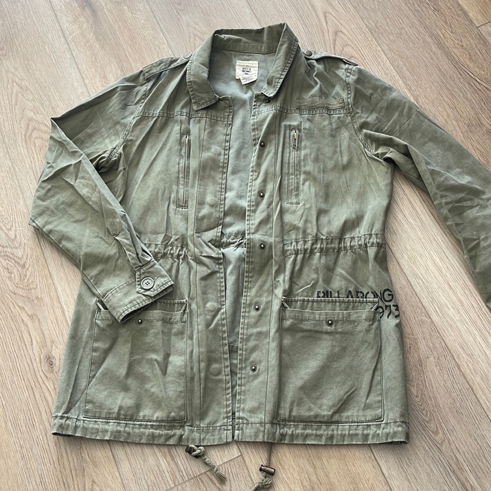 Billabong Olive Green snap closed jacket-